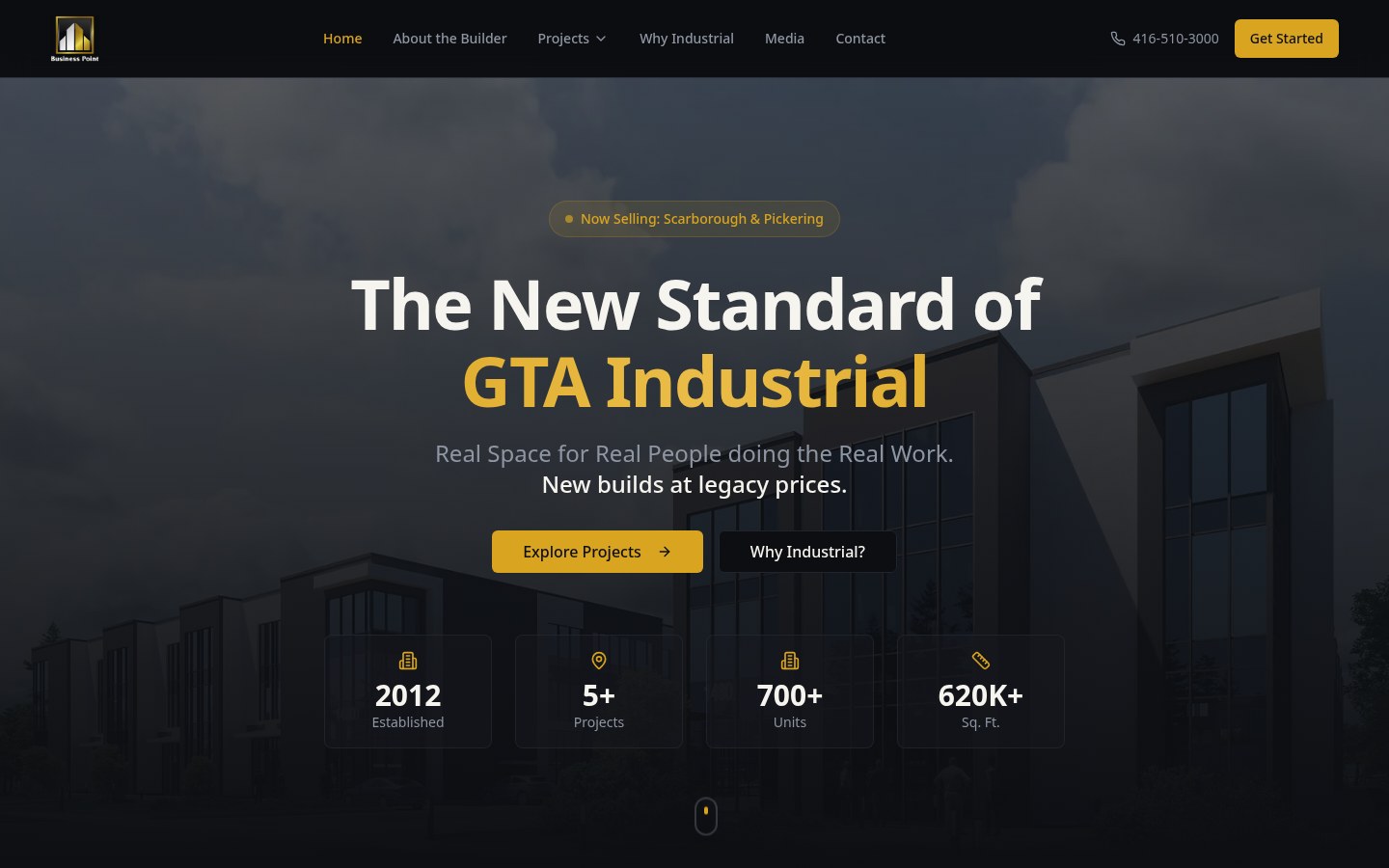 Business Point website — industrial real estate development in the GTA